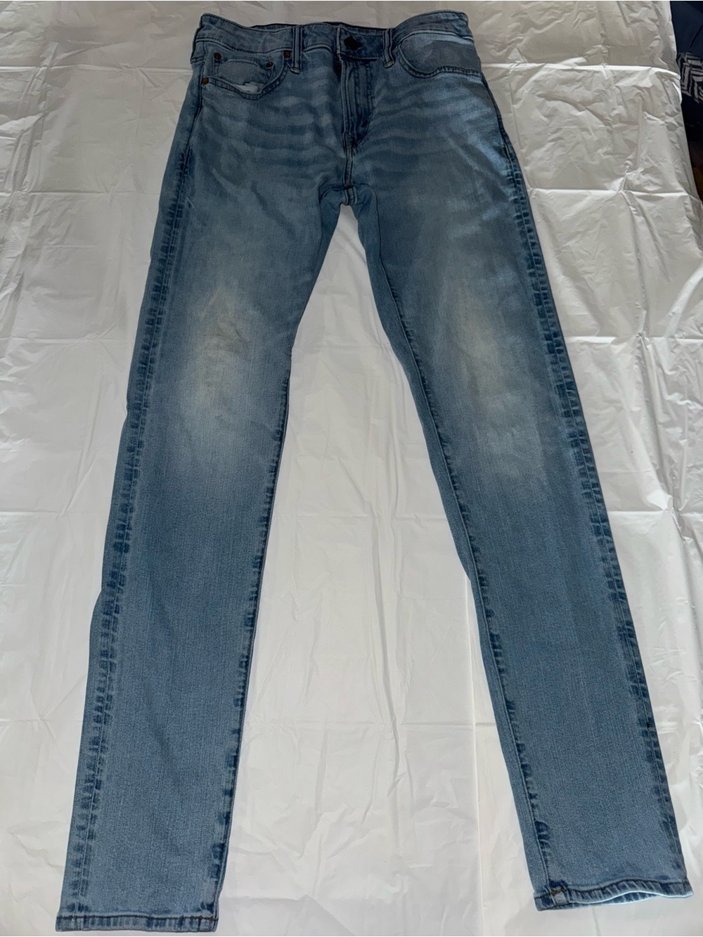 American Eagle Airflex Jeans Men 32X34 Light Wash Whiskering Athletic Skinny LNC